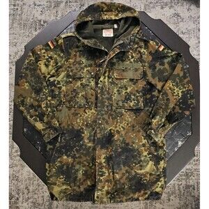 Vintage German Army Flecktarn Military Field Jacket Mens L Camouflage 1992